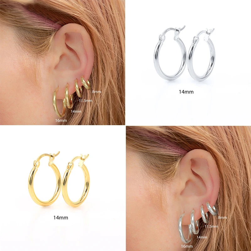 

Multi-model Gold Silver Simple and Versatile Hoop Earring Sterling For Women Fashion Trending Accessories The Same Earrings Gift