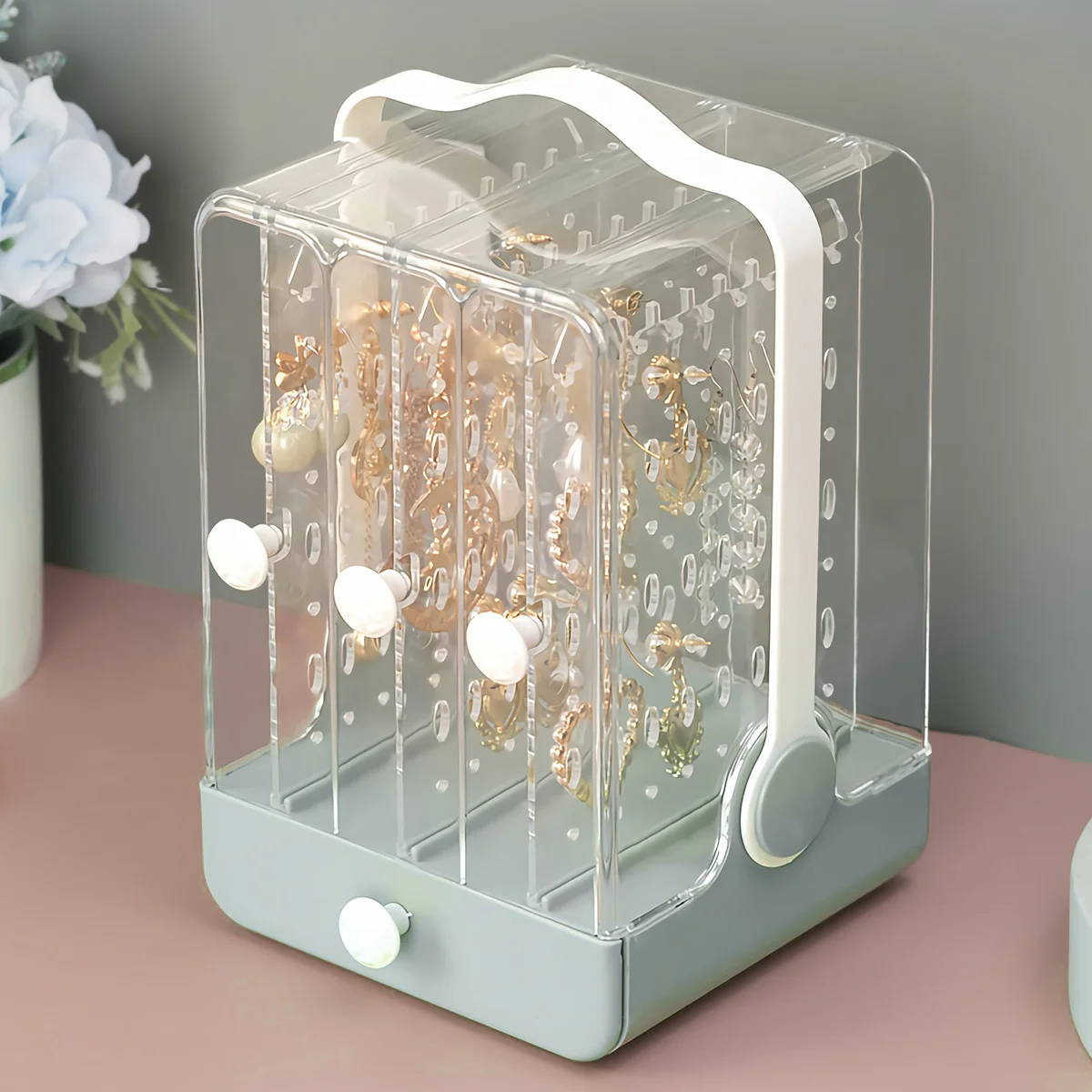 

1pc Jewelry Storage Box Dustproof Jewelry Holder Necklace Organizer Transparent Jewelry Display Stand for Necklace Earrings