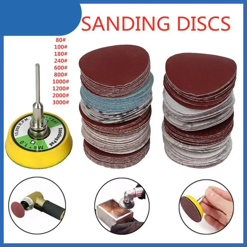 

2" Sanding Disc Sand Paper Hook Loop Sander+Backer Pad+M6 Drill Adapter 50MM Polishing Sandpaper Sanding Disc