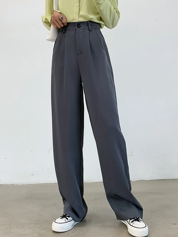 Spring Casual Suit Pants Women Elegant Office Ladies Work Wide Leg Straight Bottoms Sweatpants Women Baggy Korean 2023