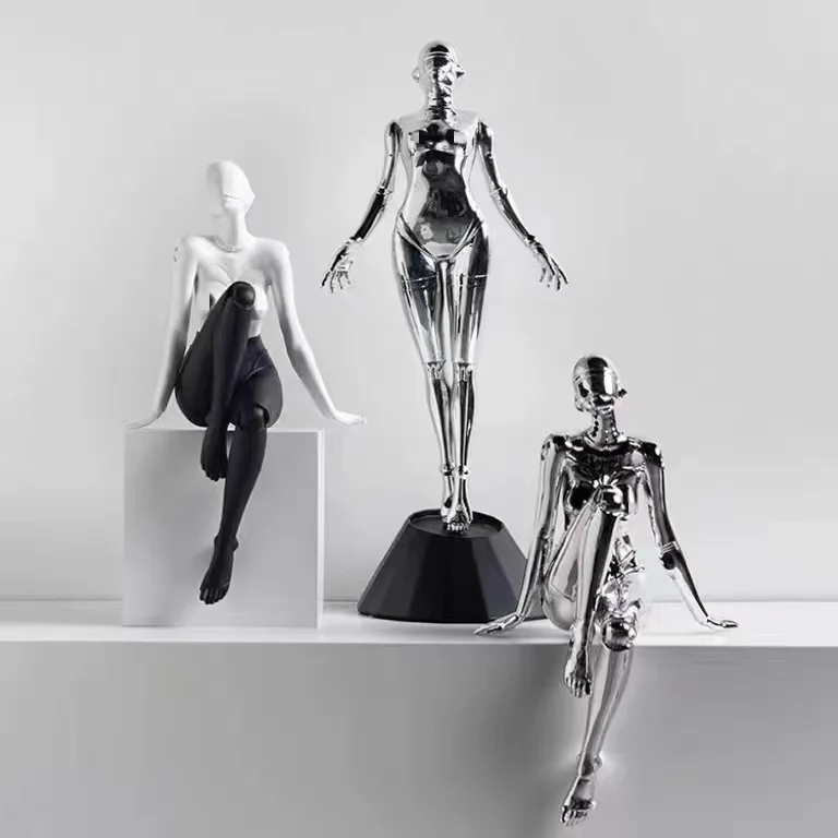 

Electroplating Goddess Sculpture Simple Modern Abstract Character Resin Ornament Home Decor Countertop Decorative Figurines