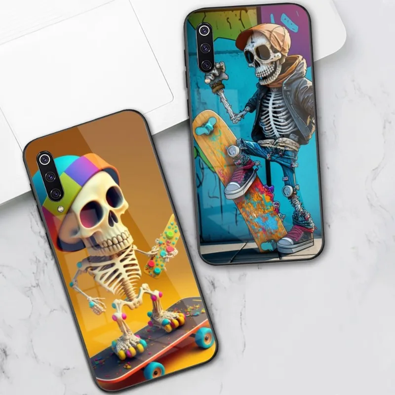 

Скелет скейтборд телефонный чехол для Xiaomi 13 12 11T 10 9 Lite Redmi Note 11 10 10S Pro 9 9A 8 PC стеклянный чехол Funda Shell