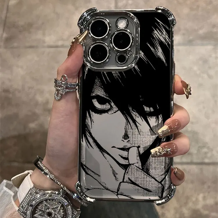 Чехол для телефона Death Note Plating для Xiaomi Redmi A3 14C 13C 12C K50 K40 Note 14 13 12 11 10 9S Pro Plus 4G 5G с защитой от падения подушки безопасности (art.: 3920cd3ce0c35) - 3920cd3ce0c35