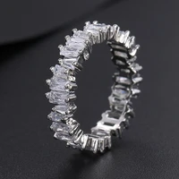 luxury female white color geometric cubic zirconia rings for women girls eternity promise cz crystal wedding ring trendy jewelry
