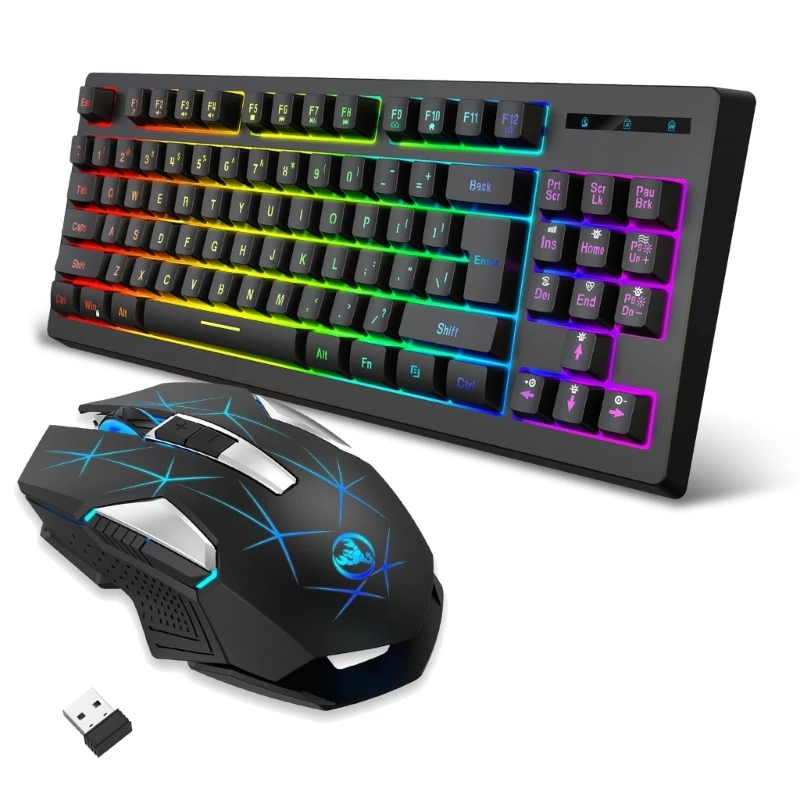 Беспроводная клавиатура 2 комплект мыши 87 клавиш 2400 точек на дюйм офисная мышь