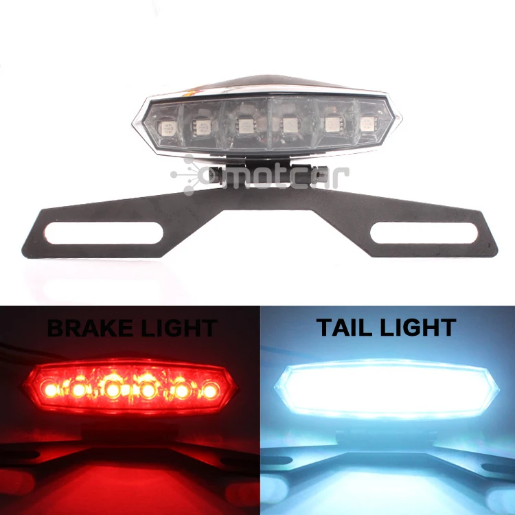 

Black Universal Fits Motorcycle 6LED License Plate Holder Tail Brake Bracket Mount Light Lamp Fit For Honda Harley Suzuki