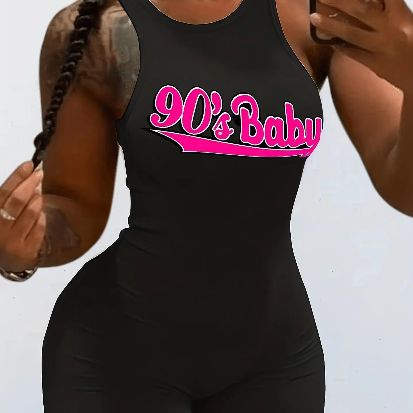 Женский однотонный облегающий комбинезон с открытой спиной