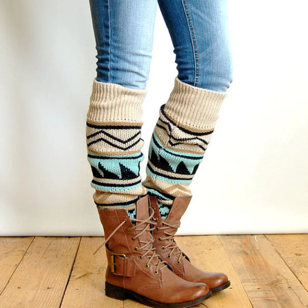 

Гетры 1 шт. теплые носки вязаные шерстяные до колена теплые сапоги в богемном стиле женские длинные зимние высокие акриловые носки