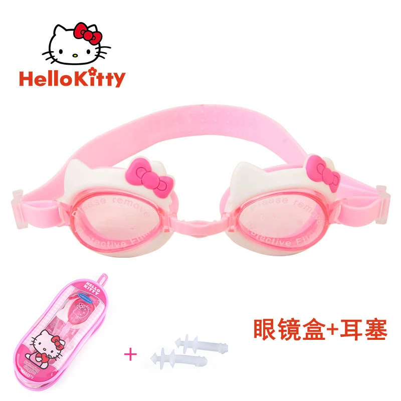 

Sanrio Hello Kitty Children Swimming Goggles Girls Easy to Put & Take No Fog No Water Send Earplugs Swimming Pool for Kids Gift