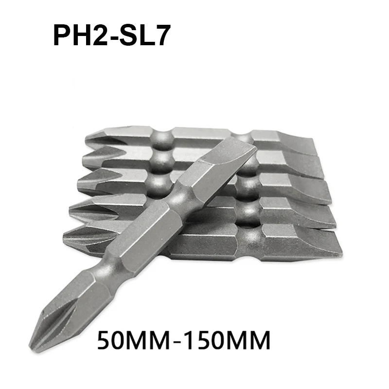 

10pcs Phillips PH2 and Slotted SL7 Double Head Screwdriver Bit 1/4" Hex Shank Scew Driver Magnetic Tip For Electrician Hand Tool