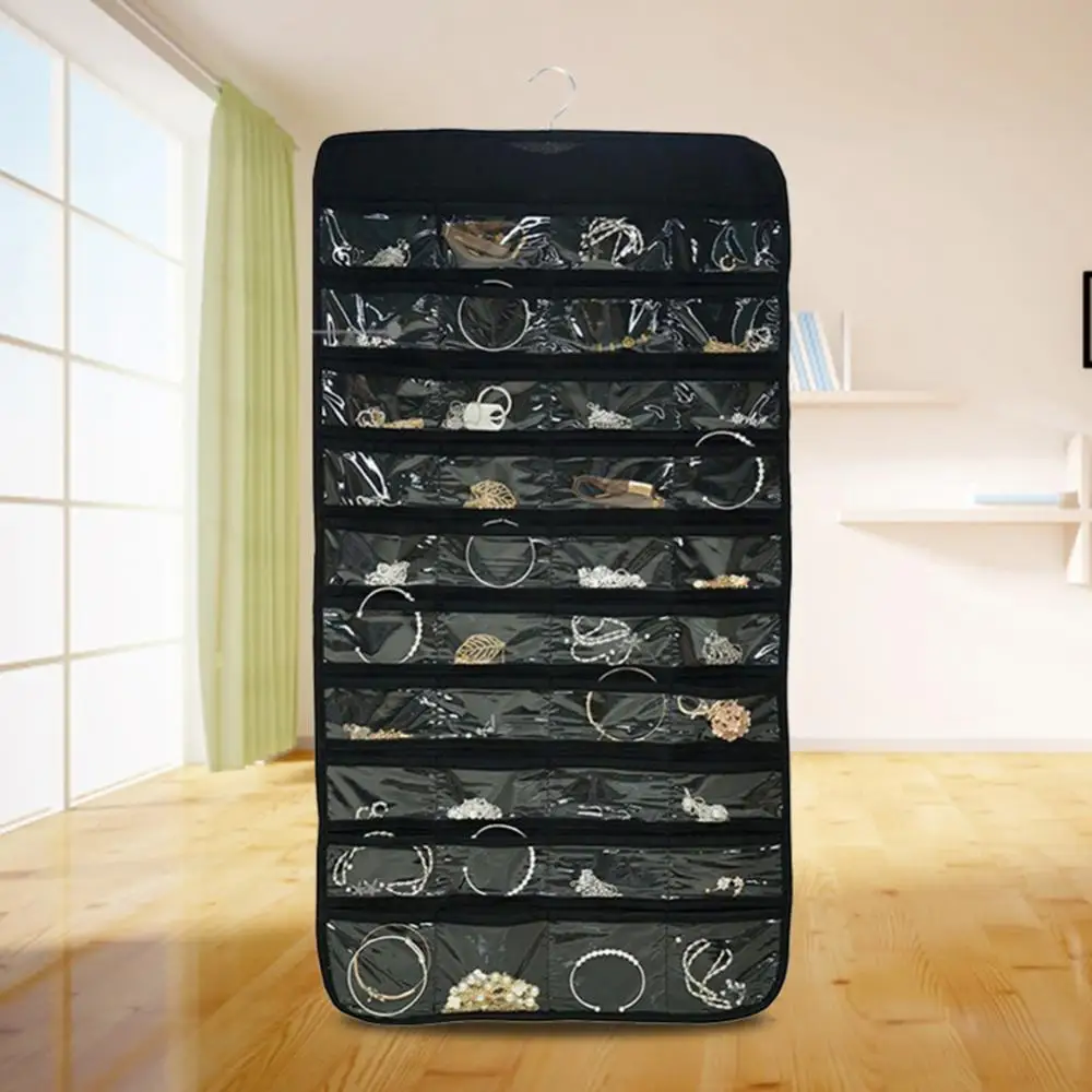 

Storage Jewelry Display Fashion Organizer 80 Pockets Double Sided Hanging Bag