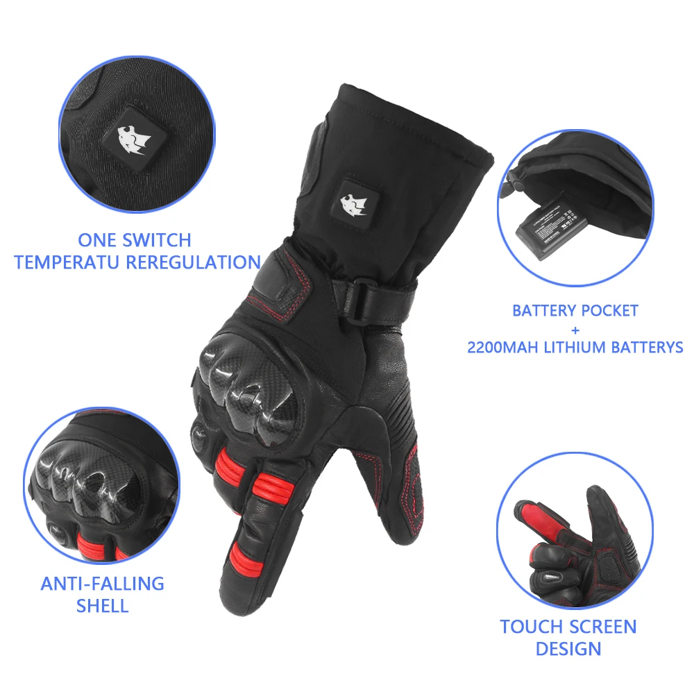 Electric Heated Riding Gloves Rechargeable Battery Waterproof Motorcycle Heating Glove For Men Women Outdoor Sport Cyling Skiing enlarge