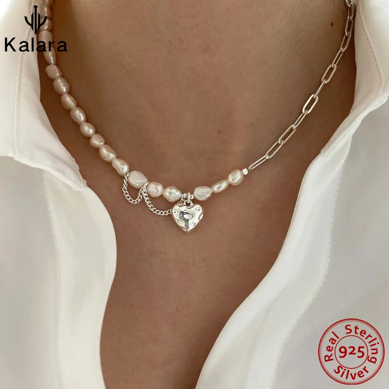 

925 Sterling Silver Necklace Cute Things Clavicle Chain Jewelry New Style Women Pearl Trendy Pendants and Necklaces Love Baroque