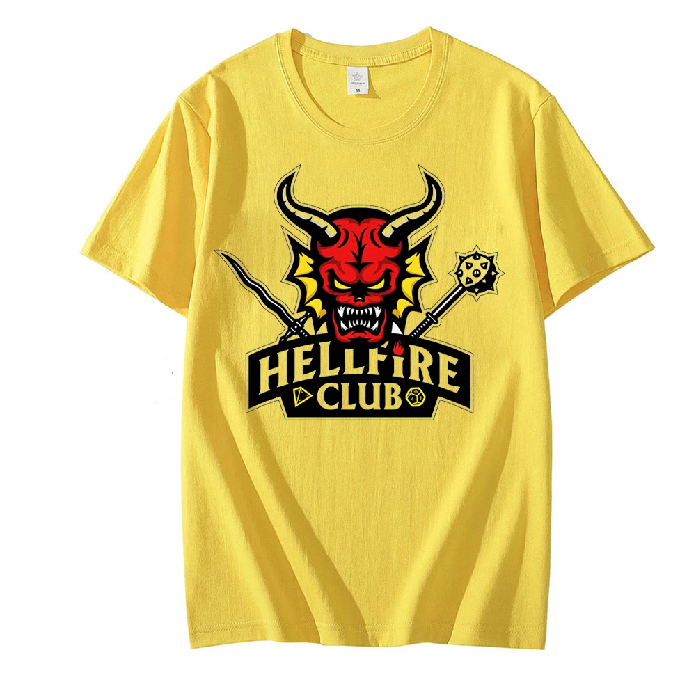 

Летняя уличная одежда унисекс, футболка с рисунком из сериала «очень странные дела», «хеллфайер» для мальчиков и девочек, смешные топы с кор...