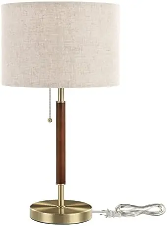 

Table Lamp, Solid Wood Pole Bedside Lamp with Pull Chain Switch, Mid Century Nightstand Table Lamp for Living Room, Bedroom, Off