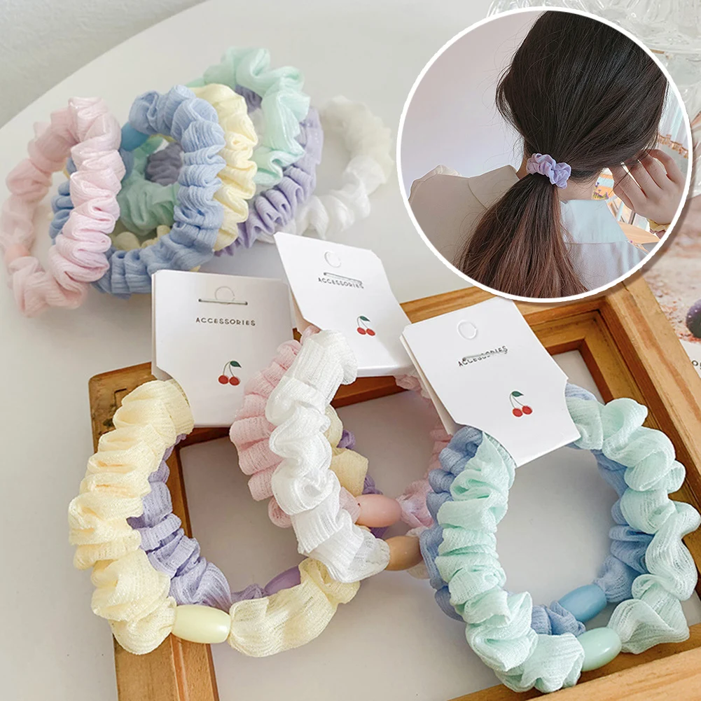 

Coloful Korean Plaid Scrunchie Elastic Hair Rubber Bands For Women Girl Holiday Headwear Ponytail Hair Accessories