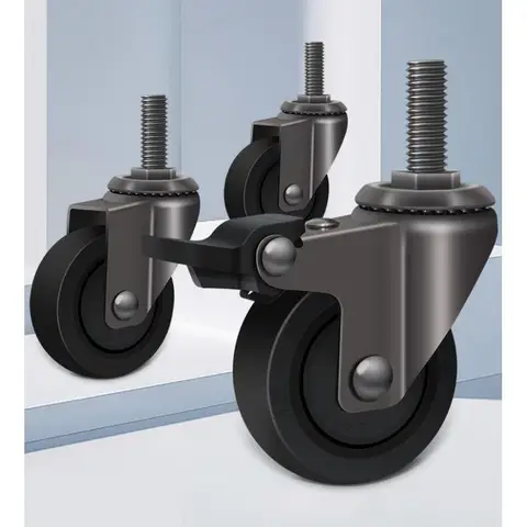 4 шт. 1,25-дюймовые мини-мебельные ролики M6/M8, бесшумные резиновые колеса с резьбой и фиксирующим тормозом, грузоподъемность 20 кг на колесо