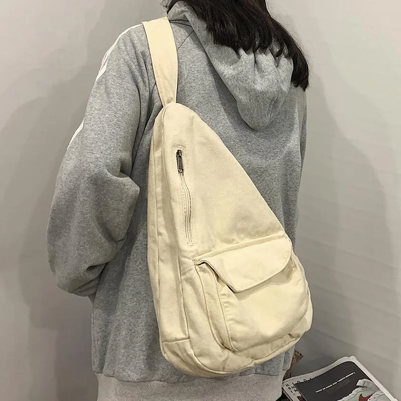 

2023 Women Shoulder Messenger Bag Canvas Crossbody New Trend Fashion Female Bag Solid Color High Quality Ladies Chest Bag