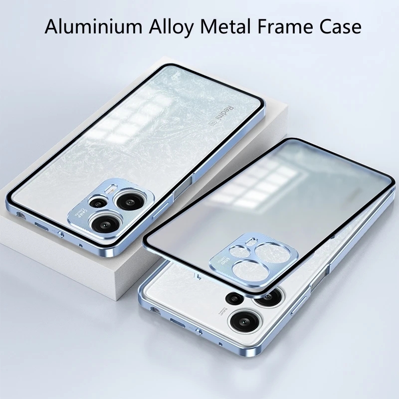 

Чехол для Poco F5, роскошный чехол из алюминиевого сплава с металлической рамкой, чехол для телефона Xiaomi Poco F5 Redmi Note12 Turbo, корпус из закаленного стекла
