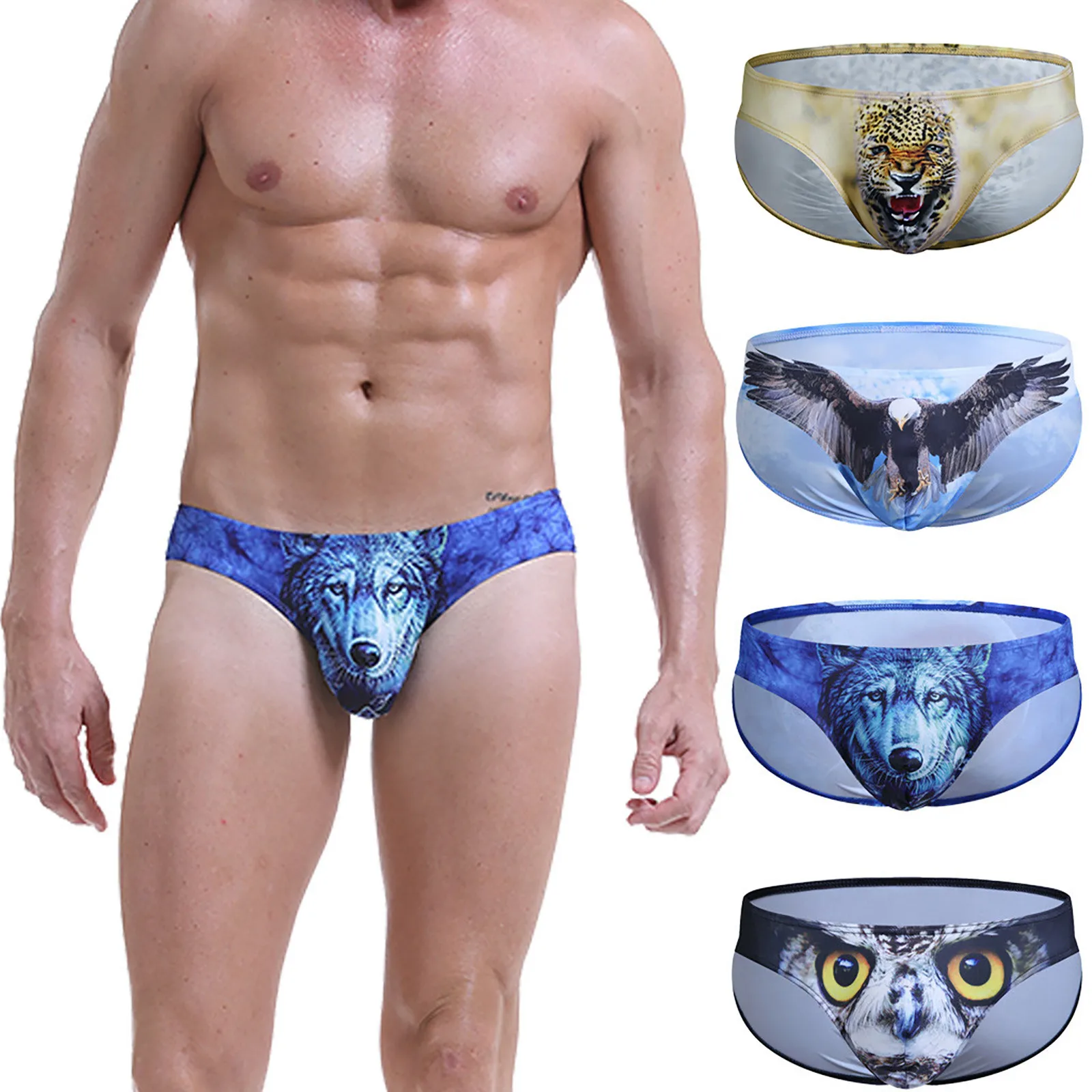 

Men's Sexy Print Cotton Soft Breathable Pouch Boxer Underpants Underwear Men Underwear Brief U Convex Sexy Soft Underwear