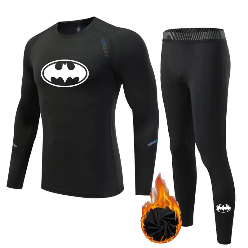 

Компрессионное нижнее белье, мужская тренировочная рубашка для бега, Длинный топ, леггинсы для фитнеса, термобазовый слой, детская зимняя ф...