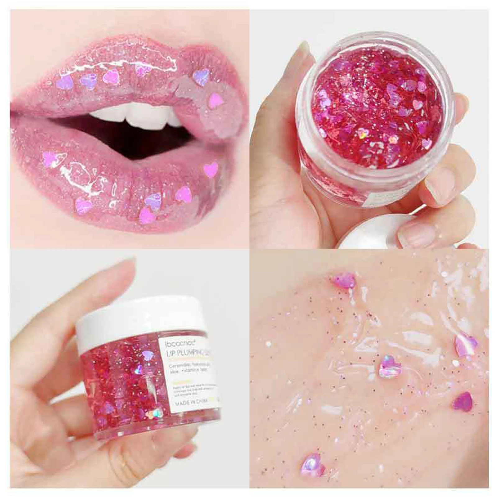 

Liquid Glitter Love Heart Sequins Lip Plumping Mask Fade Lip Lines Moisturizing Remove Dead Skin Lip Masks Lip Care Cosmetics