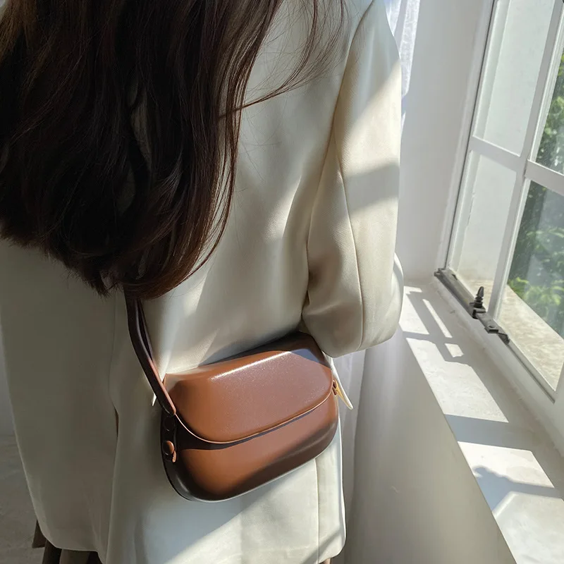 Fashion Women's Small Crossbody Bag PU Leather Solid Color Shoulder Messenger Bags Shell Handbag Purse Cellphone Bag For Female