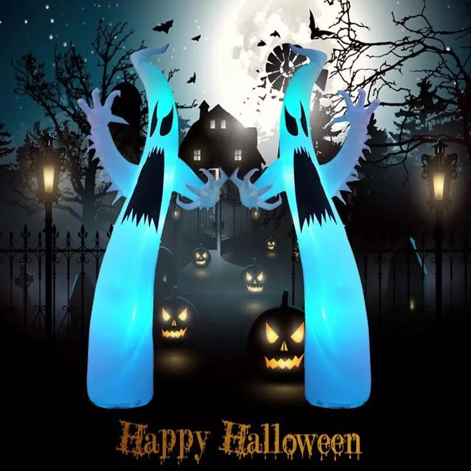 

Halloween Inflatable Model Scary Style Garden Decor Glowing Color Led Model Outdoor Changing Props With K2a7