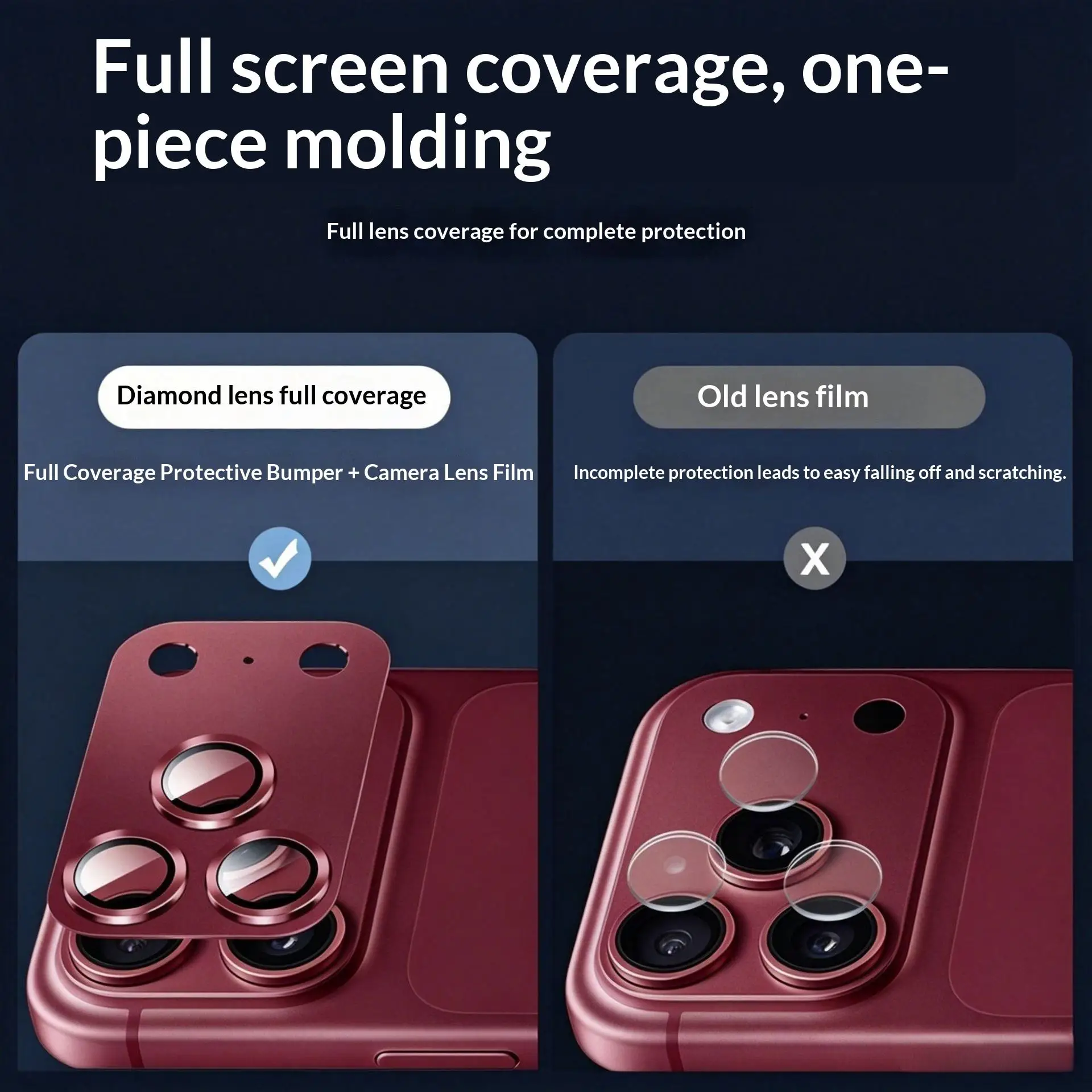 Фото Матовый защитный чехол для камеры iPhone 18 Pro Max/18 Pro, цельная конструкция из металла и стекла, темно-вишнево-синий №5