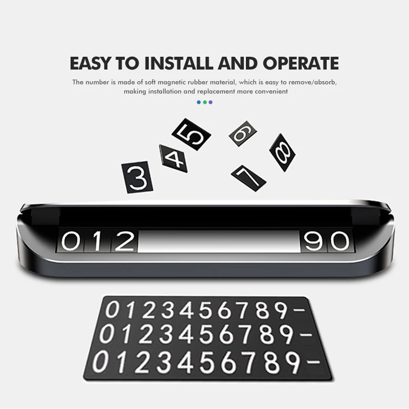 Временная карта с номером телефона для парковки автомобиля светящийся ночной