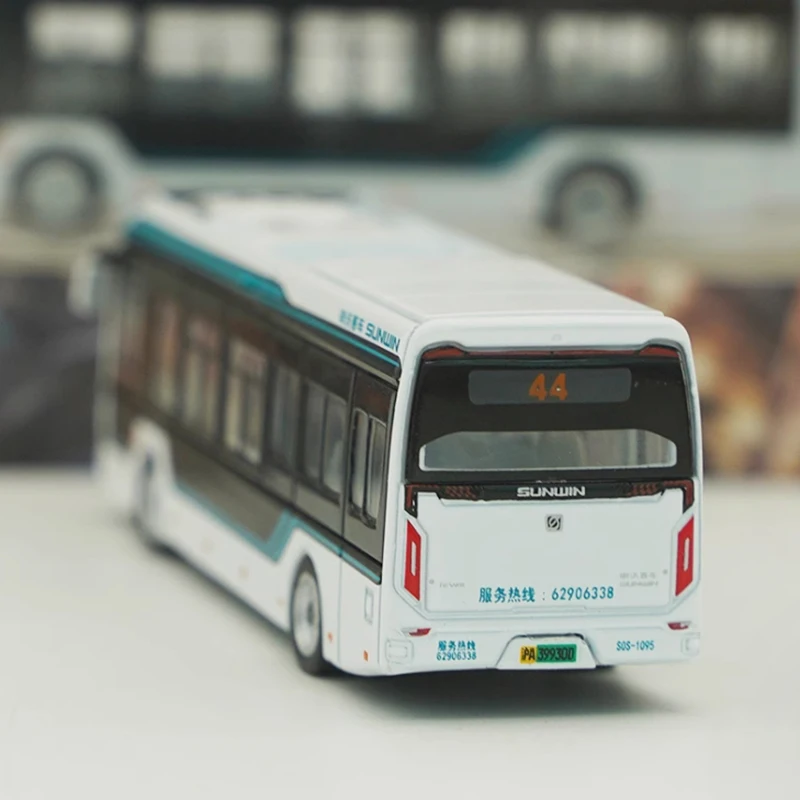 Литой под давлением масштаб 1/120 Shanghai SUNWIN автобус из белого сплава имитационная