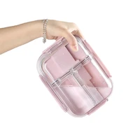 microwave oven heating lunch box partition type glass special bowl with cover convenient to carry lunch box suit