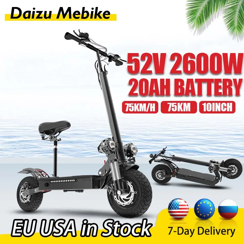 

USA/EU Warehouse Electric Scooter X700 52V 2600W Dual Motor 75KM/H Top Speed Scooter Electric 10'' Electric Scooters for Adults