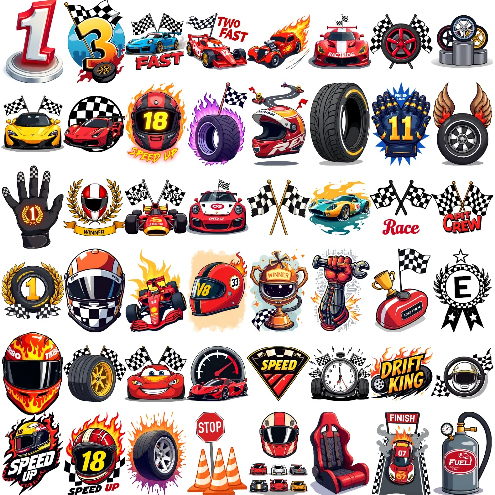 Фото 63 шт. временные татуировки гоночный автомобиль татуировки временные татуировки наклейки клетчатый флаг татуировки мультфильм для женщин щек №2