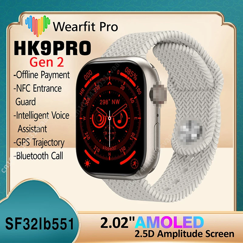 

AMOLED HK9 Pro Gen2 Smart Watch ChatGPT Strap Lock Compass Wireless Charging Bluetooth Call Men Series 8 NFC Women Smartwatch