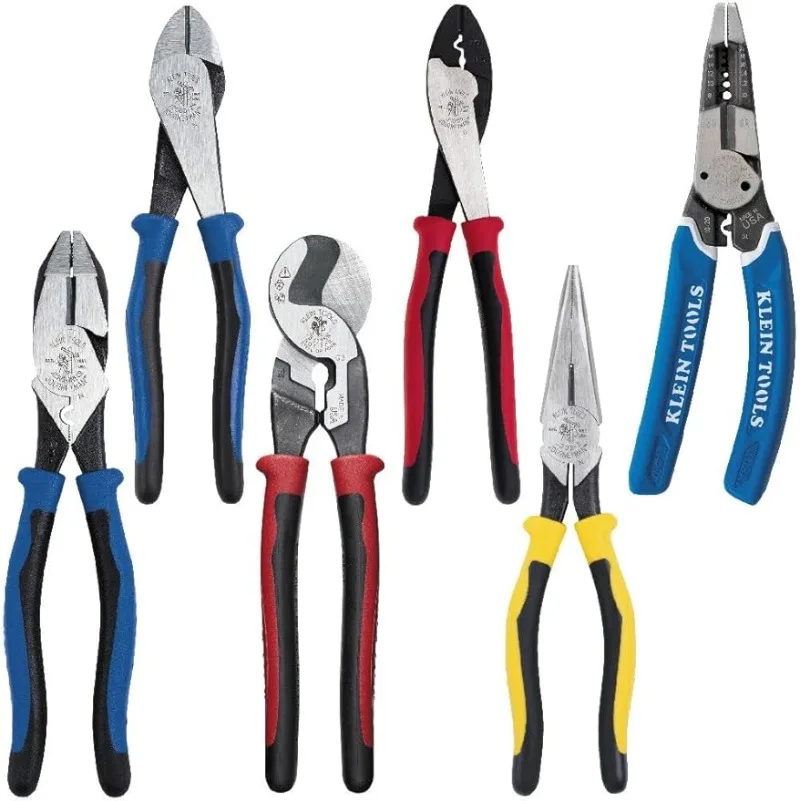 

Journeyman Plier Kit, High Leverage Side Cutting, Diagonal, Long Nose Pliers to Strip, Cut and Crimp Wire, 6-Piece