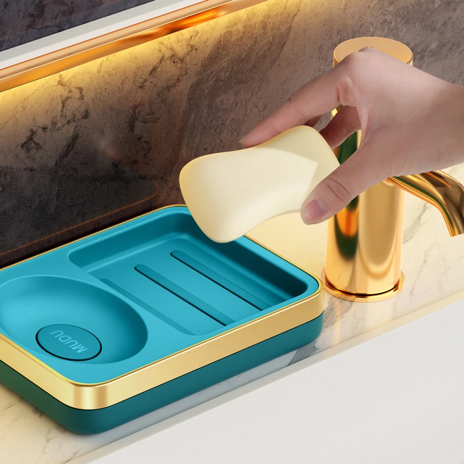 Ванная мыльница коробка 2-секционная дренажная подставка душевой хранения стойка лоток контейнер креативный безводный.
