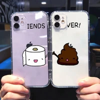 best friends forever cartoon animal phone case transparent soft for iphone 13 12 11 8 7 plus mini x xs xr pro max
