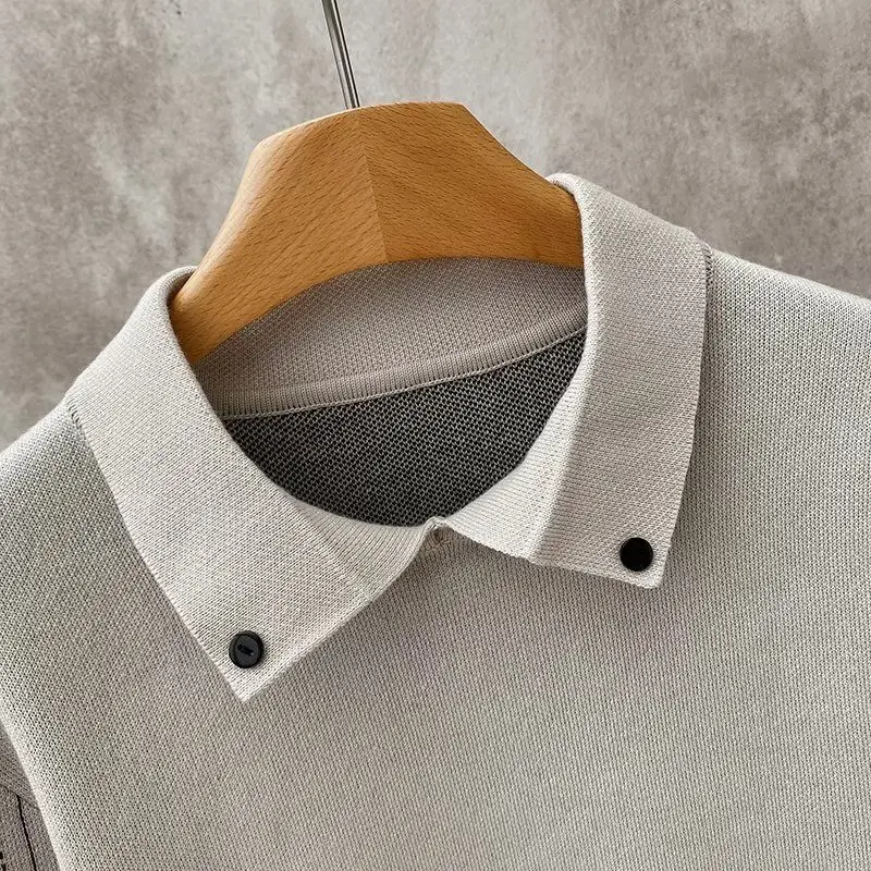 Men's long sleeved sweaters, casual golf clothing, embossed, margarine, autumn and winter