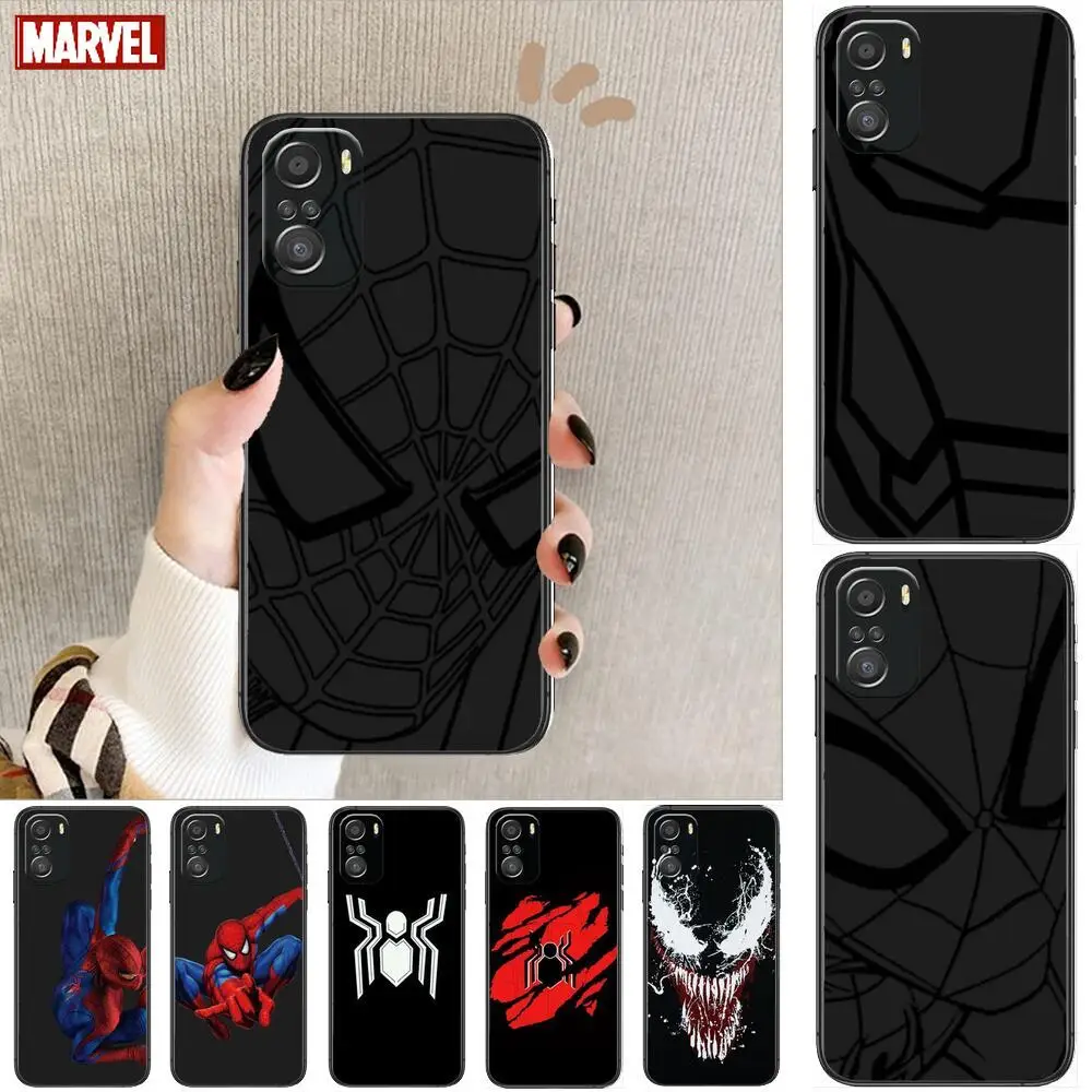 

Marvel Spiderman black Phone Case For xiaomi mi 11 Lite pro Ultra 10s 9 8 MIX 4 FOLD 10T 5g Black Cover Silicone Back Prett