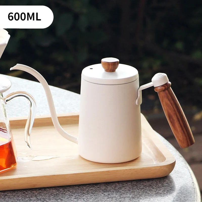 

SHXING Fine-spout Pot 600ml Coffee Pot with Wooden Handle 304 Stainless Steel Rosewood Handle Coffee Pot with Vertical Water