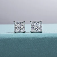 AnuJewe 6*6MM 1.2ct Princess Cut D Color Moissanite Stud Earrings 925 Sterling Silver Earrings For Woman Gifts Wholesale