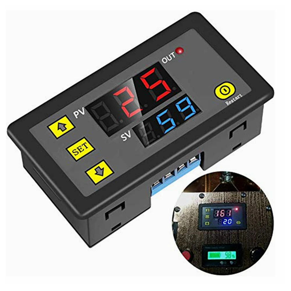 

DC12V 24V AC 110V 220V Digital Time Delay Relay LED Dual Display Cycle Timer Control Switch Adjustable Timing Soft Start Module