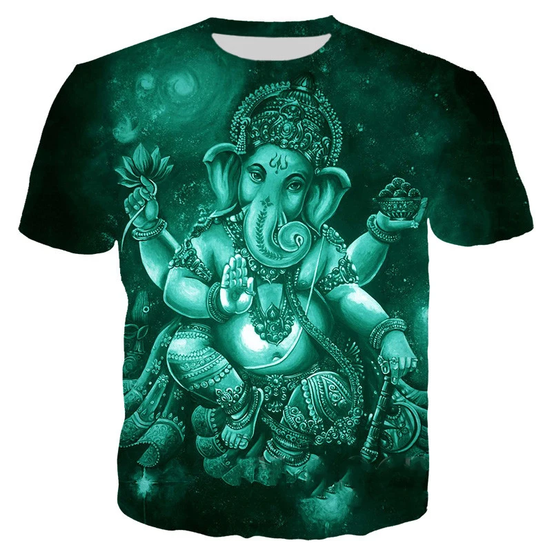 

Футболки Ganesha с 3D принтом, Футболка Ганеша индуийского Бога мудрости, мужская и женская летняя повседневная футболка с коротким рукавом в стиле Харадзюку, большие размеры