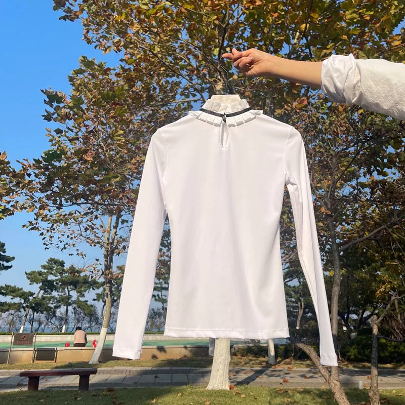 Golf Clothing Women's Long-sleeved Top Fashionable and Versatile Slim Age Reducing Elegant Lace Bottom Shirt