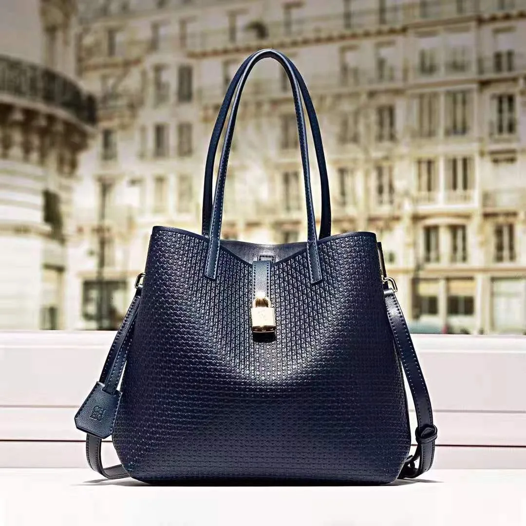 

100% Leather texture Women Casual Shopping Totes Luxury Brand Designer Purses and Handbags Female Single Shoulder Bucket Bag Sac