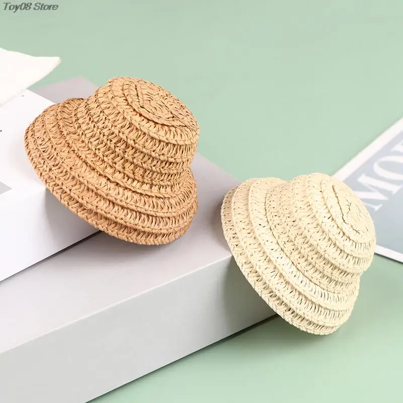

New 1Pcs Dollhouse Miniature Straw Hat Mini Doll Hat Doll House Ornament Hand Weaved Dollhouse Accessories