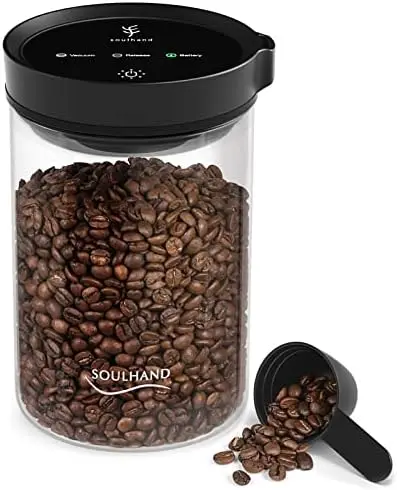 

Coffee Canister, Airtight Coffee Containers, Automatic Vacuum Glass Coffee Jar with Coffee Spoon, Touch Screen Operation, Profes