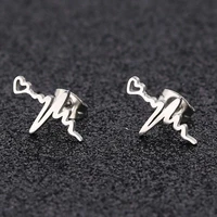 tulx stainless steel jewelry creative heart electrocardiogram stud earrings for women fashion heartbeat earrings