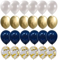 50pcs navy blue white gold party balloons with confetti birthday balloon decoration for carnival festival wedding party supplies